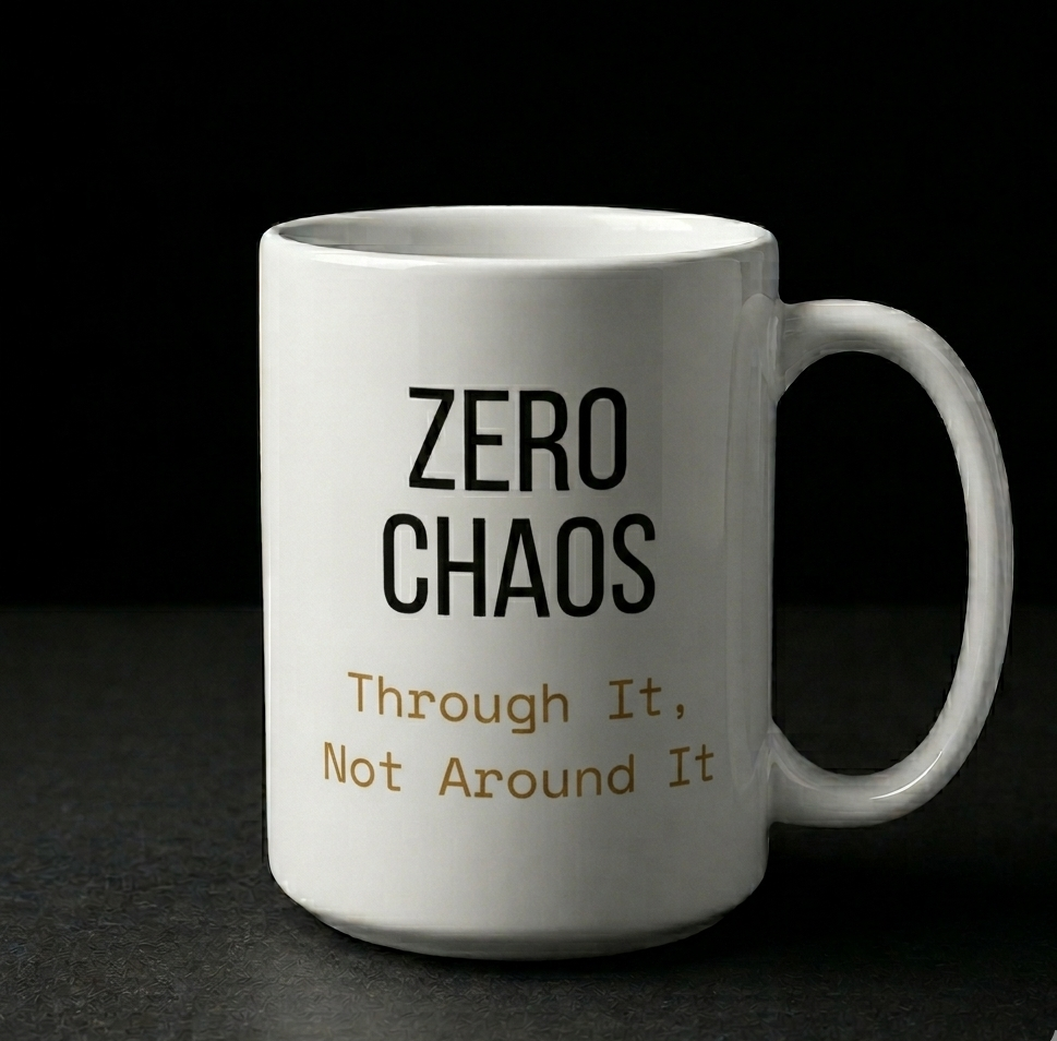 Zero Chaos Mug | Through It. Not Around It. | 15oz Ceramic Mug | Zero Chaos Coffee